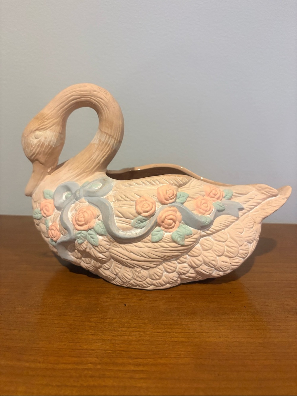 Vintage 1988 CBK LTD Ceramic Shabby Chic Cottage Swan Planter